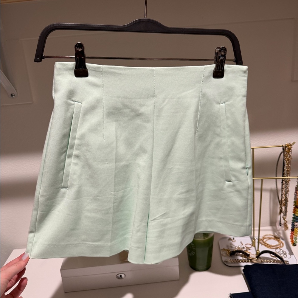 Zara Light Green high waist tailored shorts